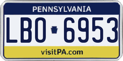 PA license plate LBO6953