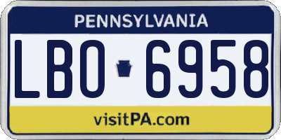 PA license plate LBO6958
