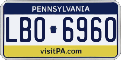 PA license plate LBO6960
