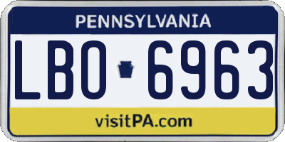 PA license plate LBO6963