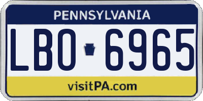 PA license plate LBO6965
