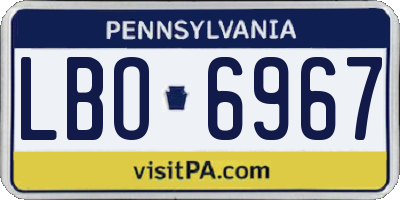 PA license plate LBO6967