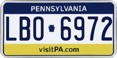 PA license plate LBO6972