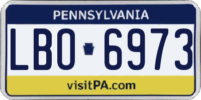 PA license plate LBO6973