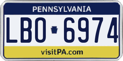 PA license plate LBO6974
