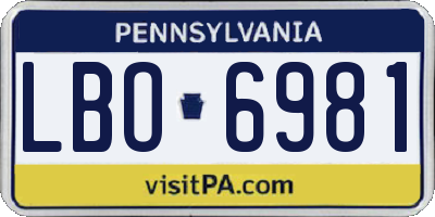 PA license plate LBO6981