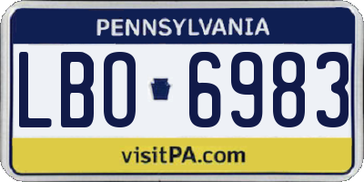 PA license plate LBO6983