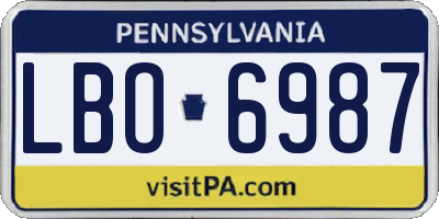 PA license plate LBO6987