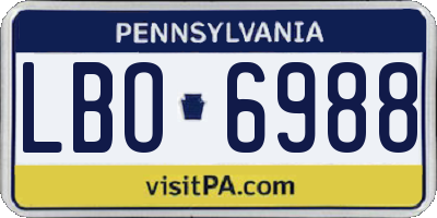 PA license plate LBO6988