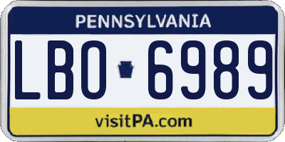 PA license plate LBO6989