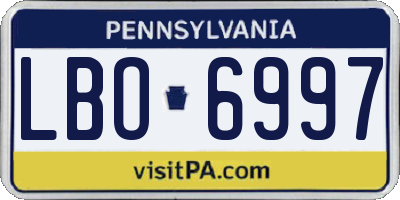 PA license plate LBO6997