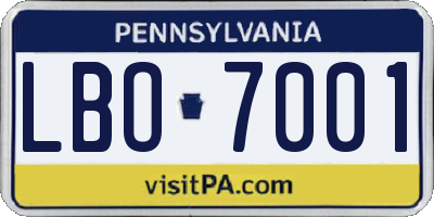PA license plate LBO7001