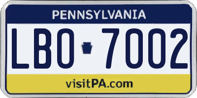 PA license plate LBO7002