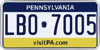 PA license plate LBO7005