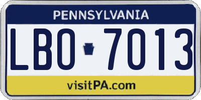 PA license plate LBO7013