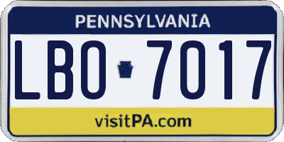 PA license plate LBO7017