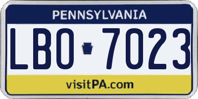 PA license plate LBO7023