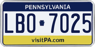 PA license plate LBO7025