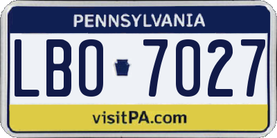PA license plate LBO7027