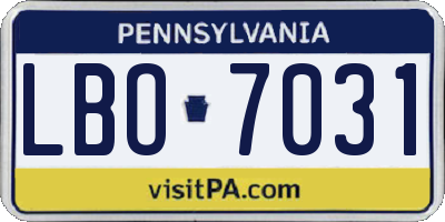 PA license plate LBO7031