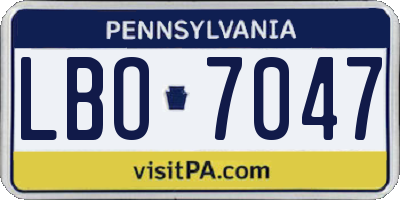 PA license plate LBO7047