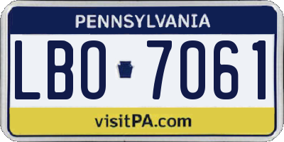 PA license plate LBO7061