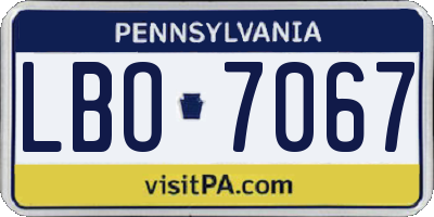 PA license plate LBO7067