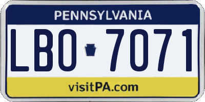 PA license plate LBO7071