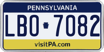 PA license plate LBO7082
