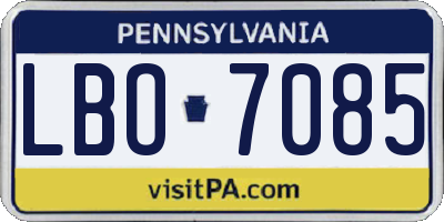 PA license plate LBO7085