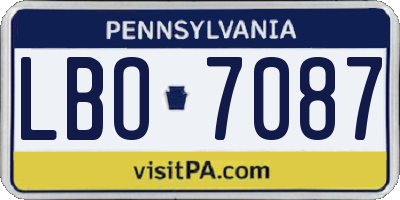 PA license plate LBO7087