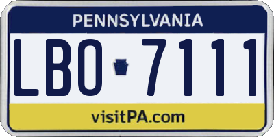 PA license plate LBO7111