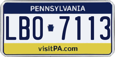 PA license plate LBO7113