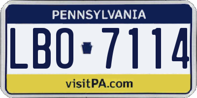 PA license plate LBO7114