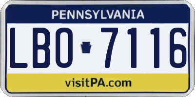 PA license plate LBO7116