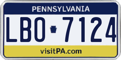 PA license plate LBO7124