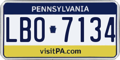 PA license plate LBO7134