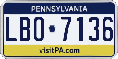 PA license plate LBO7136