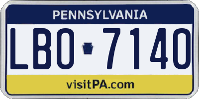 PA license plate LBO7140