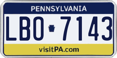 PA license plate LBO7143