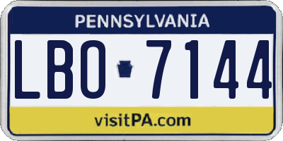 PA license plate LBO7144