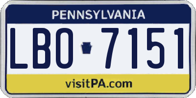 PA license plate LBO7151