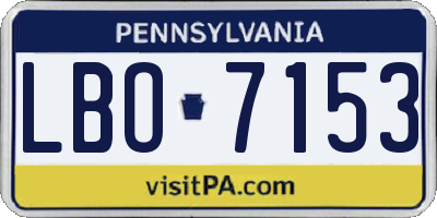 PA license plate LBO7153