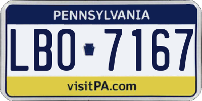 PA license plate LBO7167