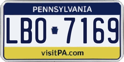 PA license plate LBO7169