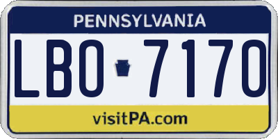 PA license plate LBO7170