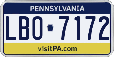 PA license plate LBO7172