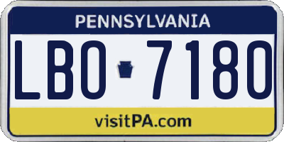 PA license plate LBO7180