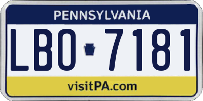 PA license plate LBO7181