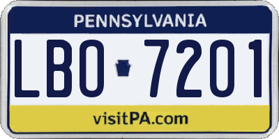 PA license plate LBO7201